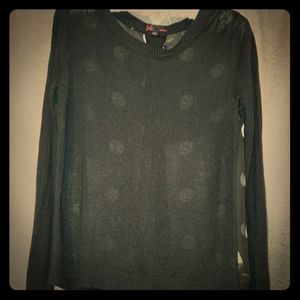 Hidden polkadot sheer back sweater